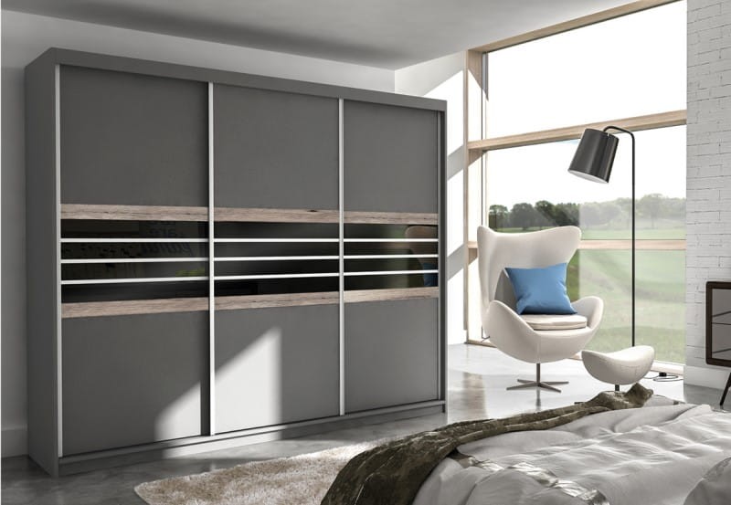 Szafa przesuwna TURYN 250 trzydrzwiowa drążki półki lava