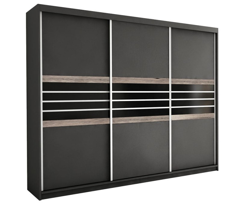 Szafa przesuwna TURYN 250 trzydrzwiowa drążki półki lava