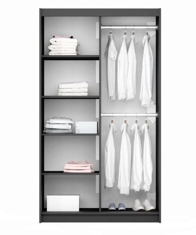 Szafa przesuwna VIGO 120 dwudrzwiowa lustro szerokość 122 cm - wnętrze