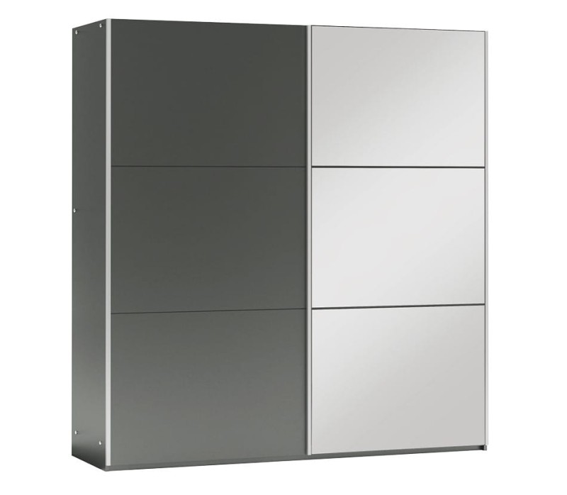 Szafa przesuwna VIGO 150 dwudrzwiowa szerokość 151 cm półki drążki grafitowa