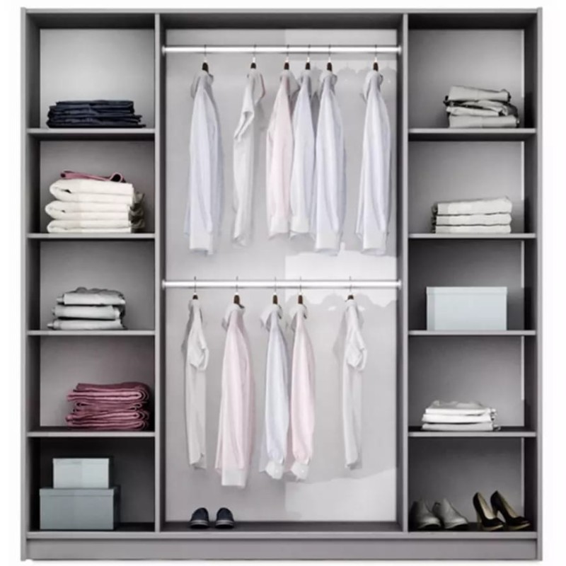 Szafa przesuwna VIGO 225 dwudrzwiowa lustro półki drążki - wnętrze