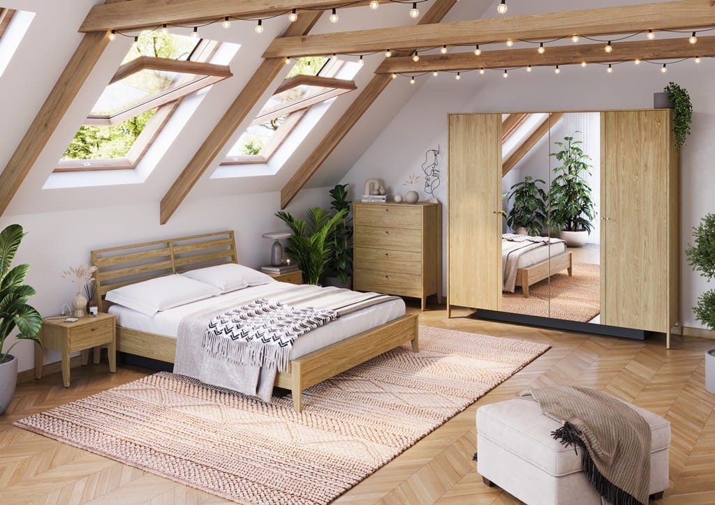 Łóżko COZY powierzchnia spania 180 x 200 cm dąb olejowany CZ2160DO Do Sypialni Wysoka Jakość