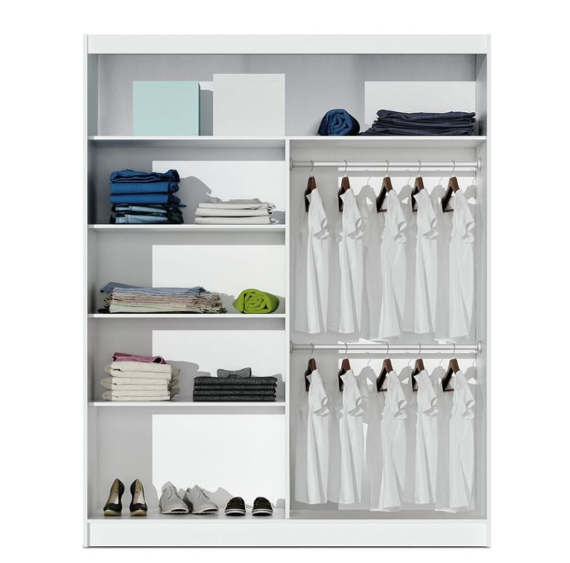 Szafa przesuwna VISTA 180 dwudrzwiowa lustro półki drążki wnętrze