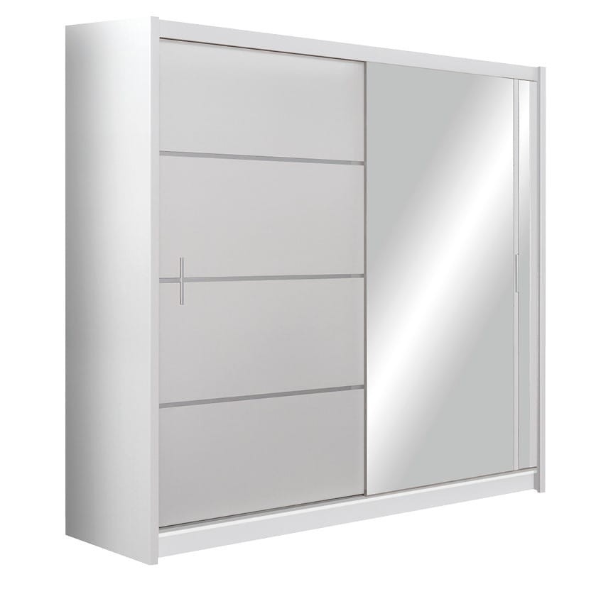 Szafa przesuwna VISTA 203 dwudrzwiowa lustro półki drążki biała