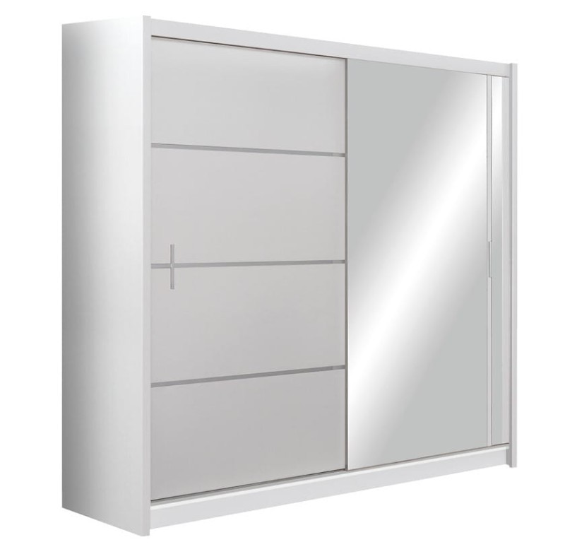 Szafa przesuwna VISTA 203 dwudrzwiowa lustro półki drążki biała