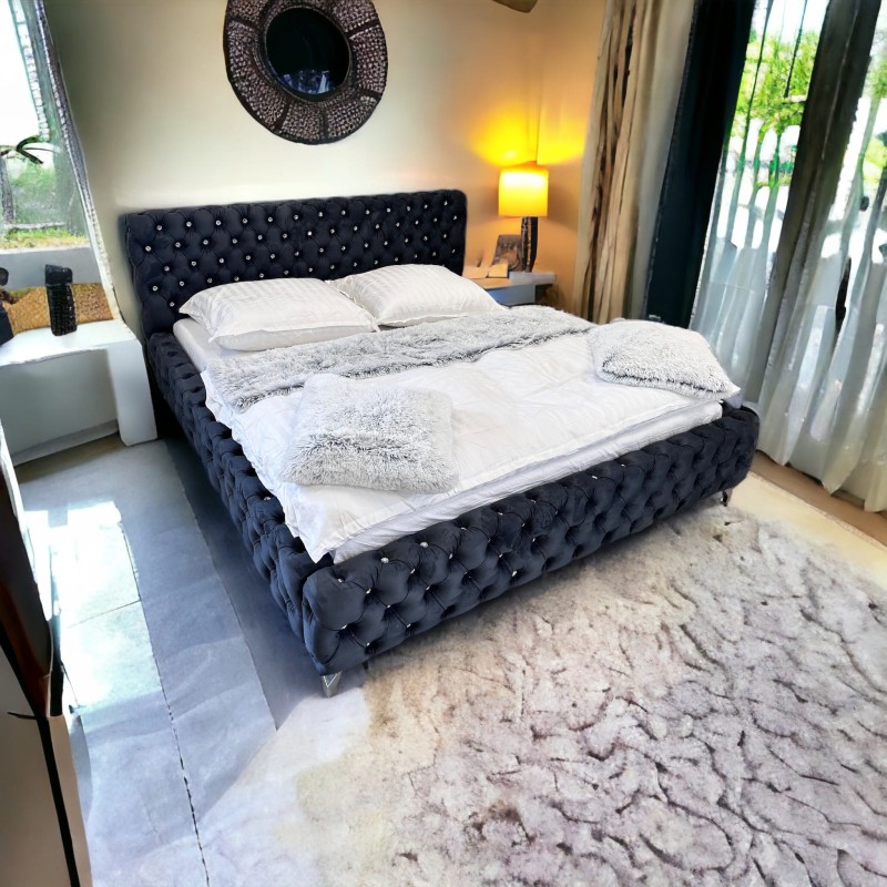 Łóżko CHESTER 160  x 200 Tapicerowane Chesterfild Cekiny Guziki Nowoczesne Do Sypialni .jpg