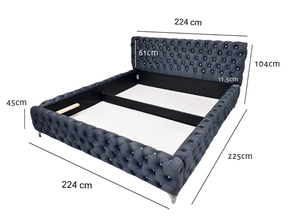 Łóżko CHESTER 2000  x 200 Tapicerowane Chesterfild Cekiny Guziki Nowoczesne Do Sypialni  wymiar 200.jpg