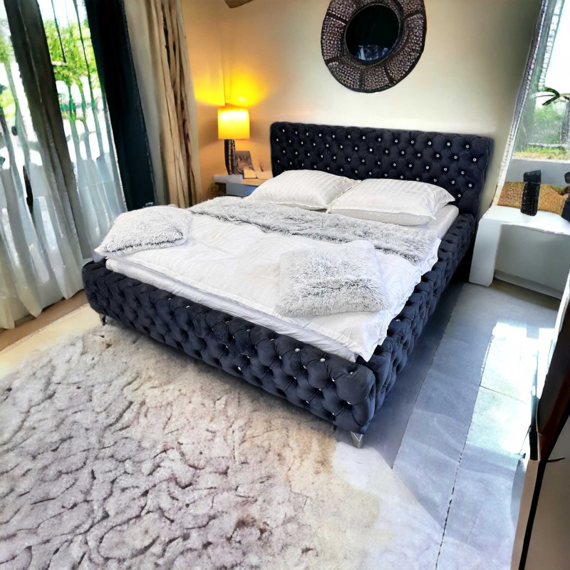 Łóżko CHESTER 180  x 200 Tapicerowane Chesterfild Cekiny Guziki Nowoczesne Do Sypialni .jpg