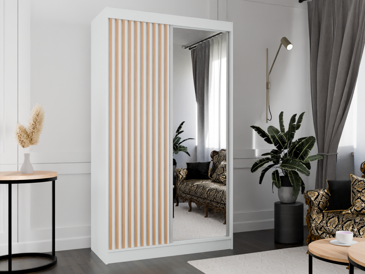 SZAFA 120 PRZESUWNA LAMELE biała + biały lustro do krawedzi lamel wotan.png