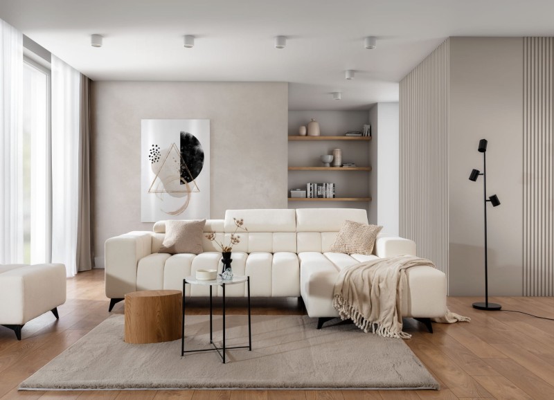 Prawostronny Narożnik RAGUSSO Mini z Funkcją Spania w Salonie