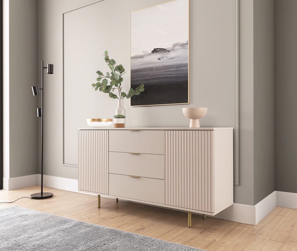 Komoda NUBIA NB-02 w Stylu LOFT 3 Szuflady 2 Drzwiczki Szerokość 150 cm Cashmere