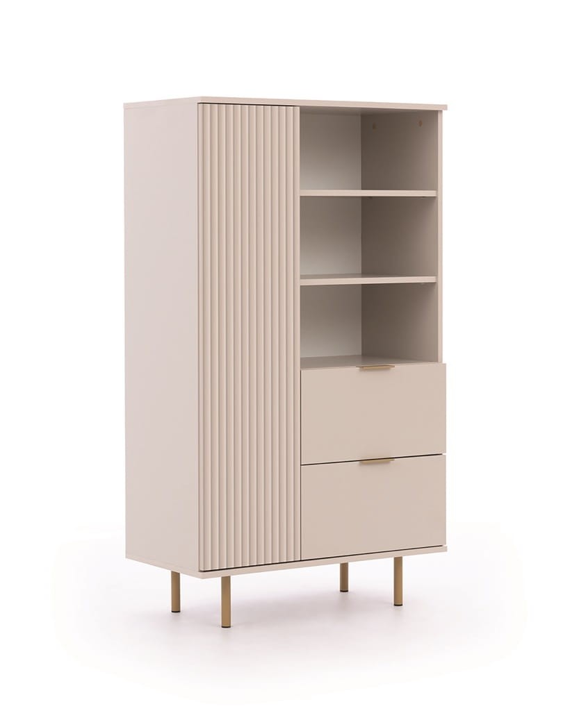 Regał NUBIA NB-04 w Stylu LOFT Szerokość 80 cm 2 szuflady 1 drzwiczki Cashmere