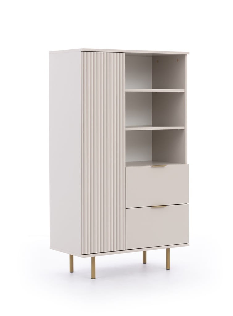 Regał NUBIA NB-04 w Stylu LOFT Szerokość 80 cm 2 szuflady 1 drzwiczki Cashmere