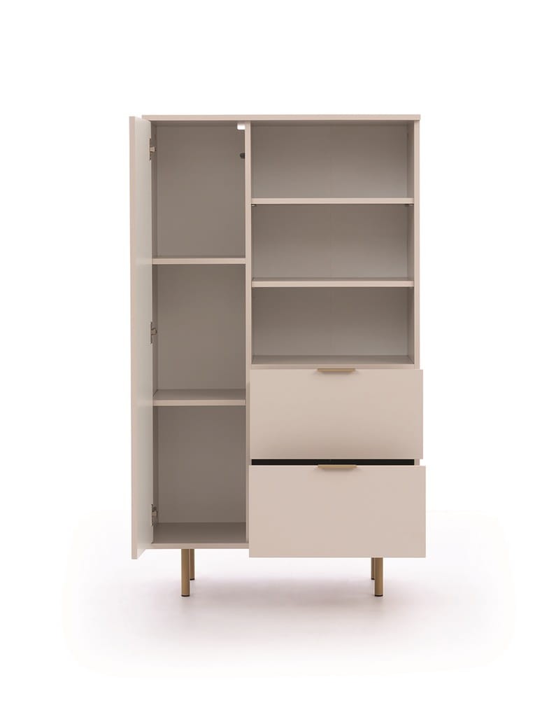 Regał NUBIA NB-04 w Stylu LOFT Szerokość 80 cm 2 szuflady 1 drzwiczki Cashmere