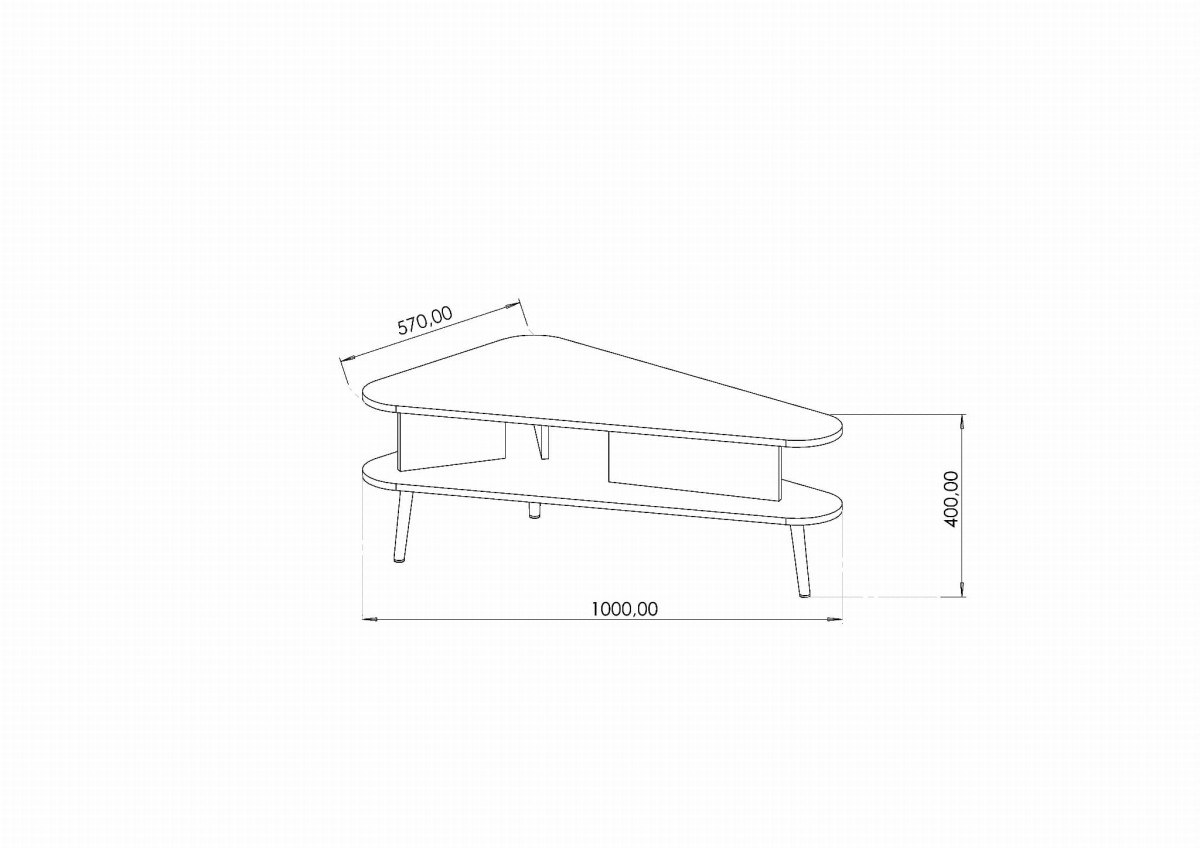 STOLIK KAWOWY PINELLI  PN-02 Szerokość 100 cm Głębokość 57 cm Wysokość 40 cm  Do Salonu Czarny grafit Captains Deck Wymiary.JPG