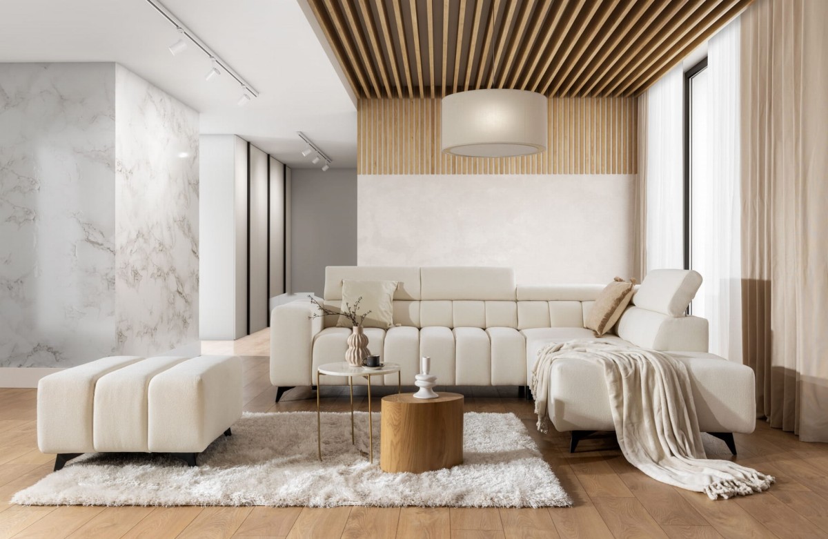 Kolekcja RAGUSSO Narożnik L oraz Pufa w Salonie