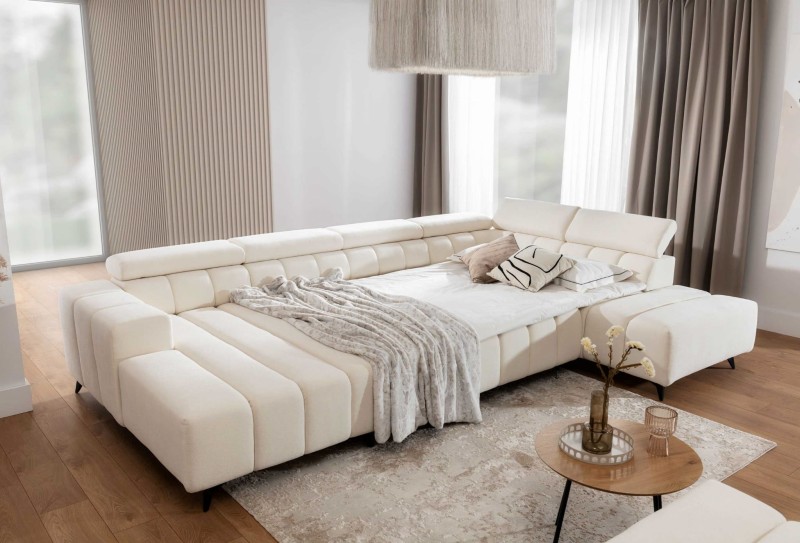 Narożnik RAGUSSO XL w Kształcie "U" z Rozłożoną Funkcją Spania w Salonie