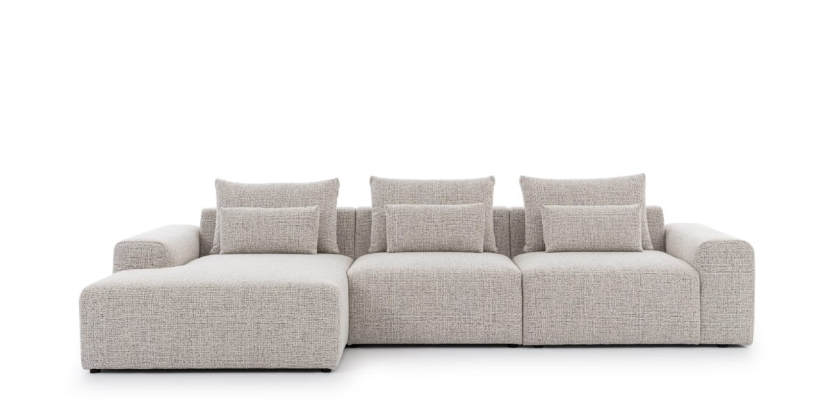 Modułowy Lewostronny Narożnik BASTIA S Modułowy OBL+1,5+1,5BP 338 cm na Białym Tle