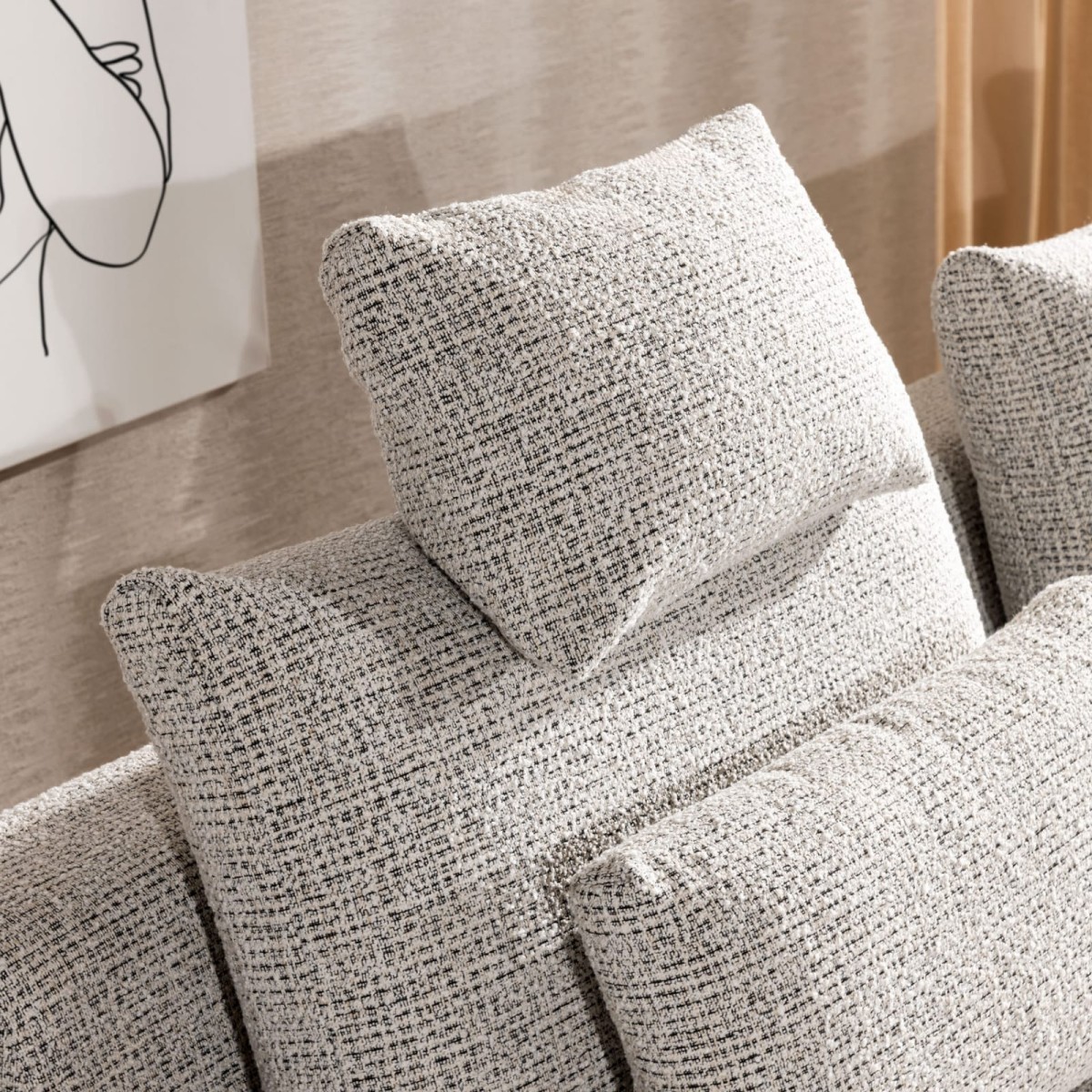 Sofa BASTIA 2P Modułowa 1,5BL+PANEL+1,5BP 290 cm Zdjęcie Prezentujące Poduszkę