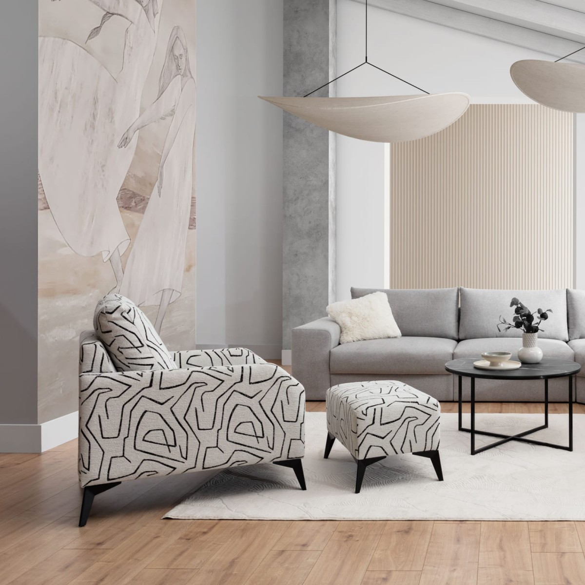 Zdjęcie Prezentujące Bok Fotela FIGARO we Wzory w Salonie