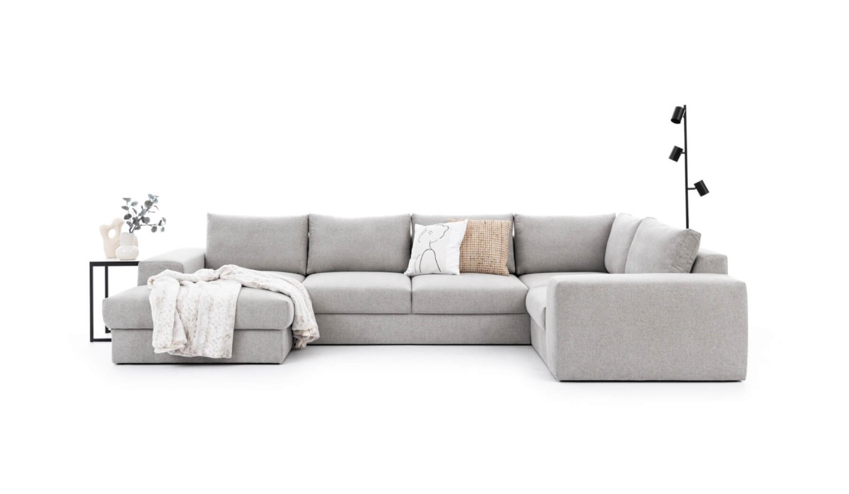 Zdjęcie Prezentujące Prawostronny Modułowy Narożnik HERMES XL 365 cm OBL+3+R+1BP w Minimalistycznej Aranżacji