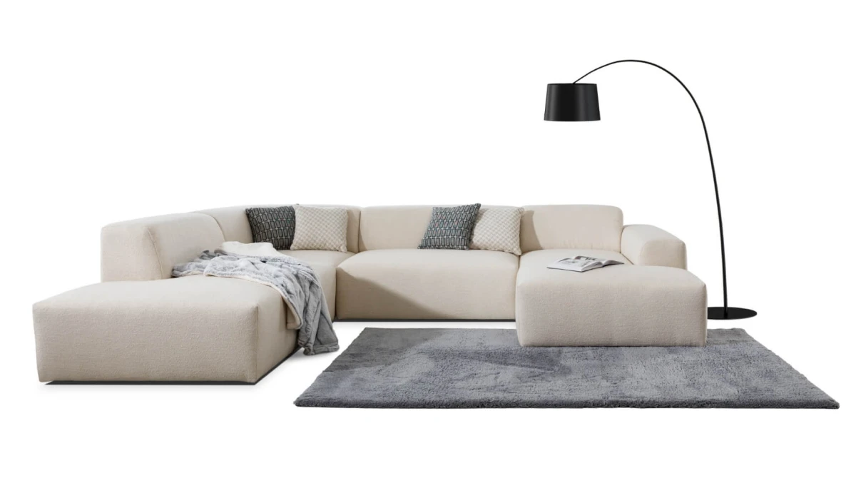 Narożnik ZEUS U Modułowy 327 cm OL+R+2+OBP w Minimalistycznej Aranżacji