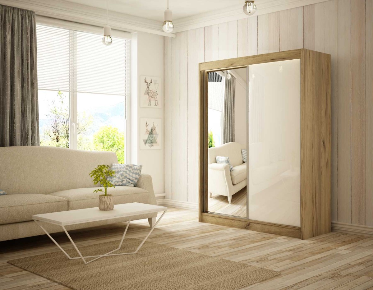 VELIS Dąb Kraft Złoty K003 + lacobel biały1.jpg