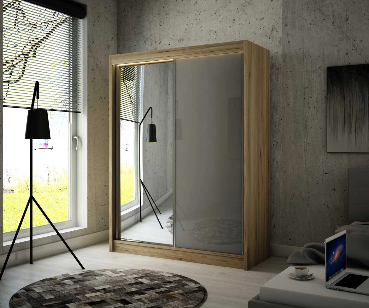 VELIS Dąb Kraft Złoty K003 + lacobel szary.jpg