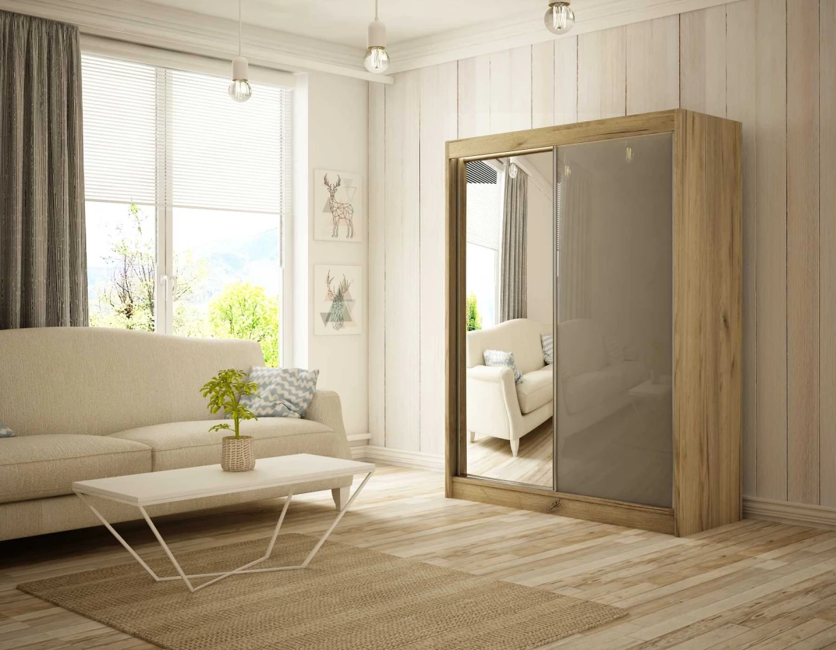 VELIS Dąb Kraft Złoty K003 + lacobel szary1.jpg
