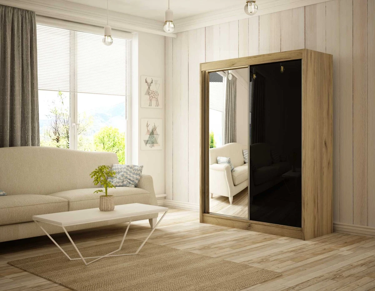 VELIS Dąb Kraft Złoty K003 + lacobel czarny1.jpg