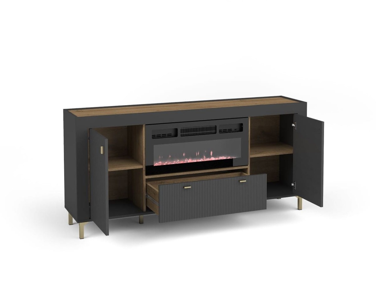 MO7 komoda z kominkiem open black Szerokość 177,2cm Wnętrze.jpg