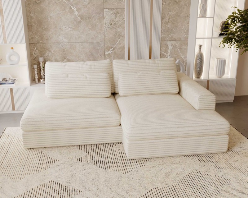 Narożnik LEIDA Kremowy Rozkładany Funkcja Spania w Salonie