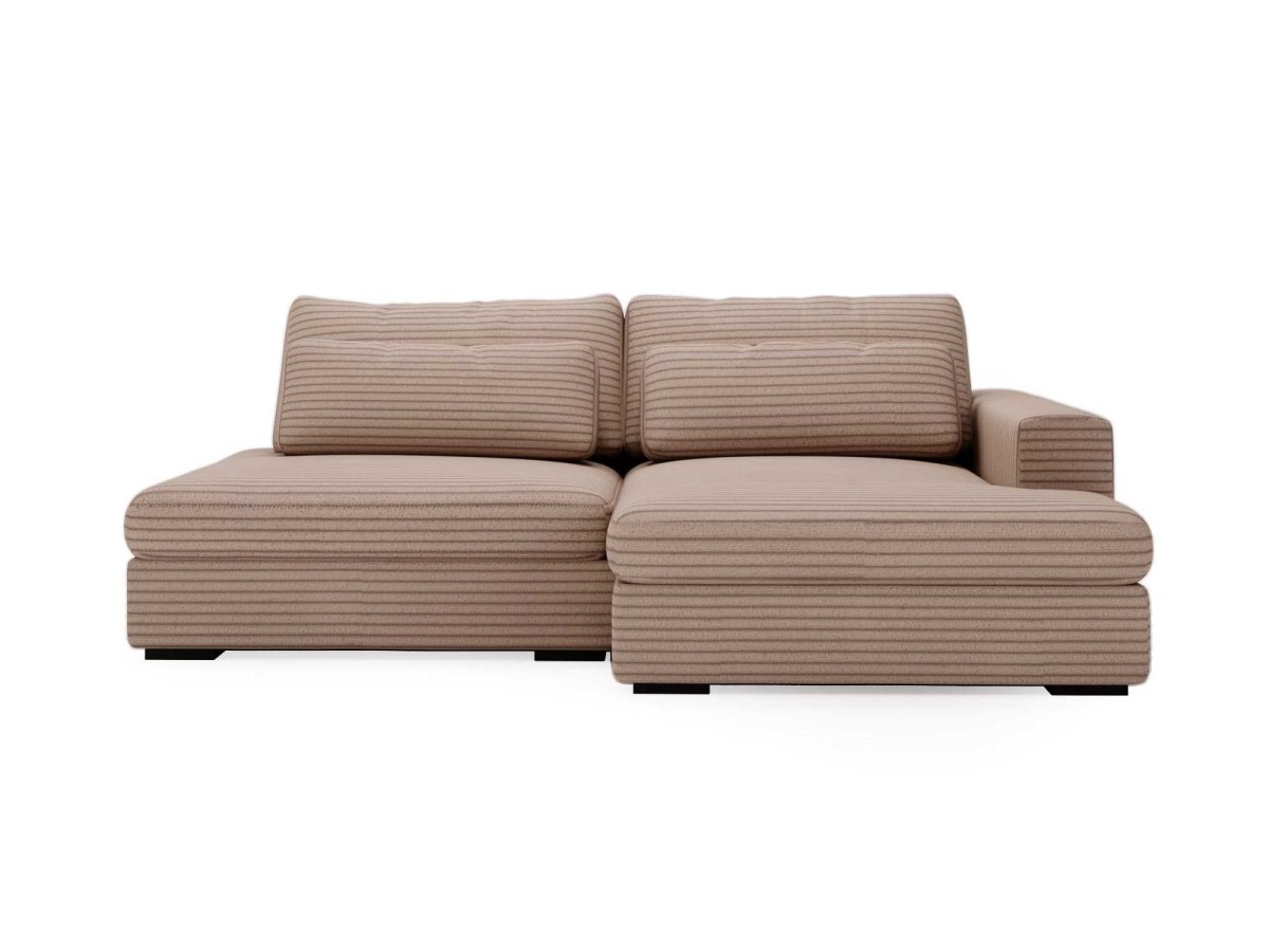 Prawostronny Karmelowy Narożnik LEIDA Rozkładany Funkcja Spania