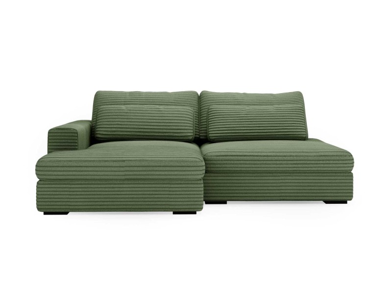 Lewostronny Zielony Narożnik LEIDA Rozkładany Funkcja Spania