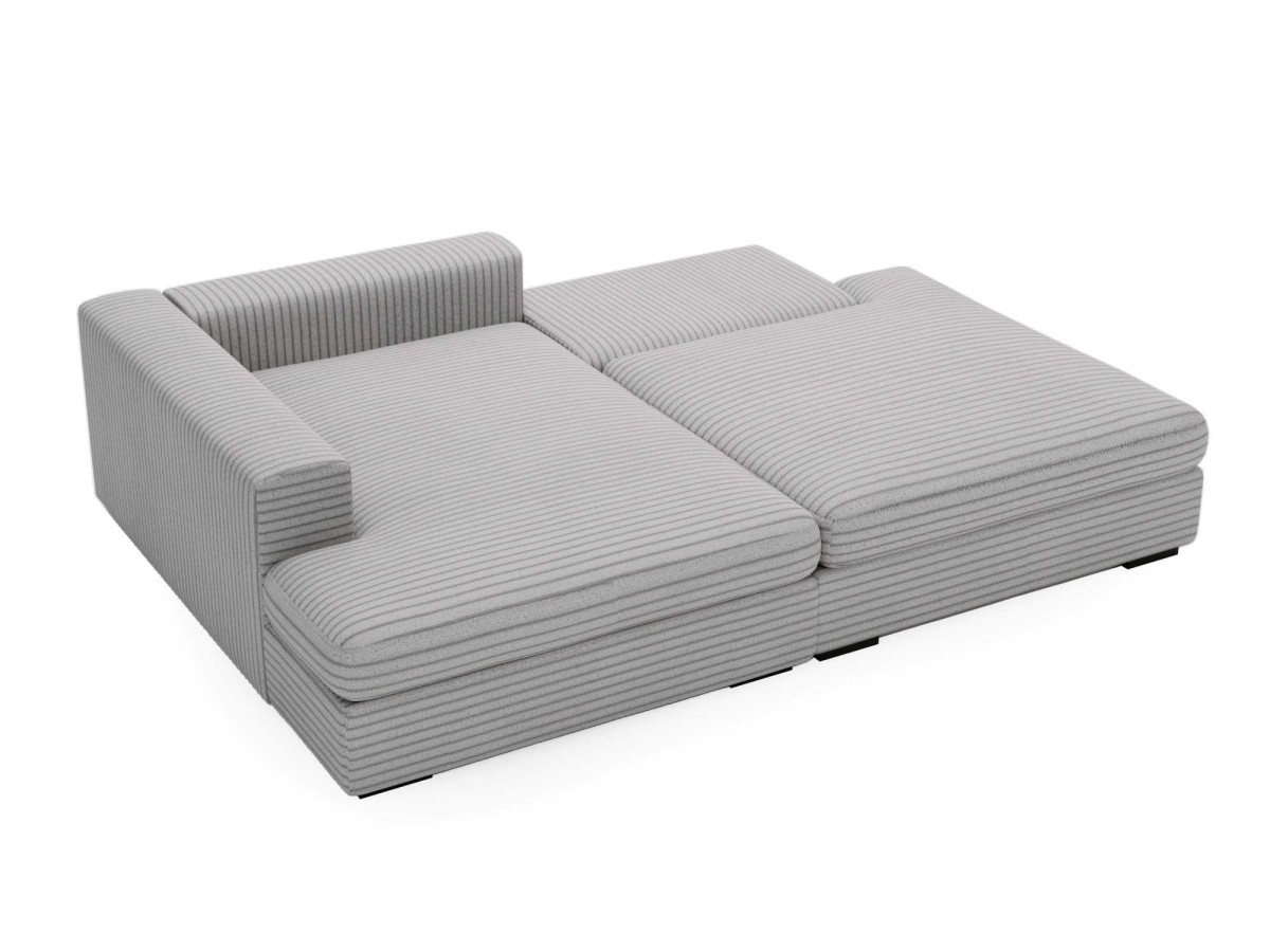 Rozłożona Funkcja Spania w Kremowym Narożniku LEIDA widok od lewej