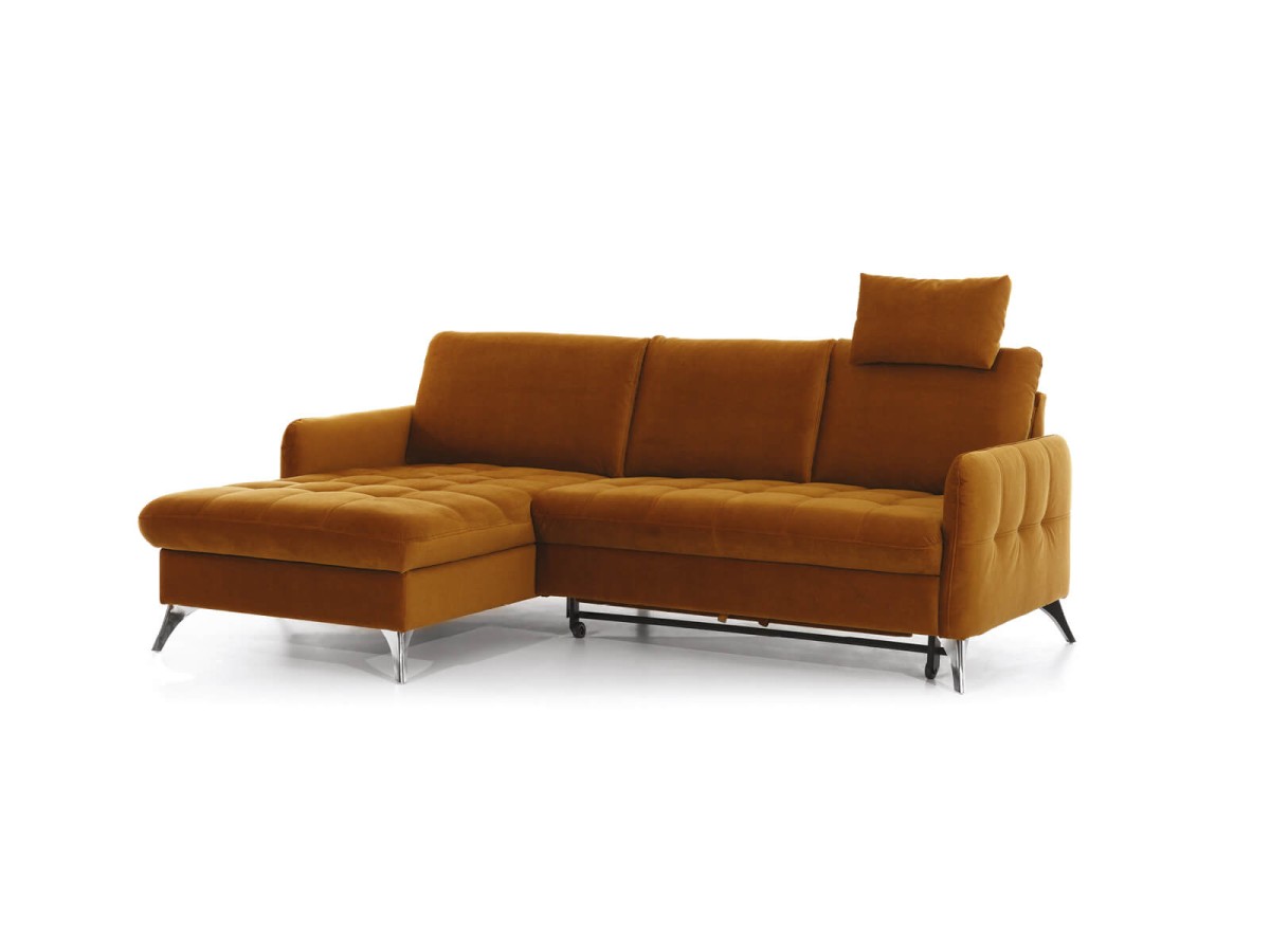 Prawostronny Nowoczesny Narożnik 255 cm LUKKA 6 z Funkcją Spania