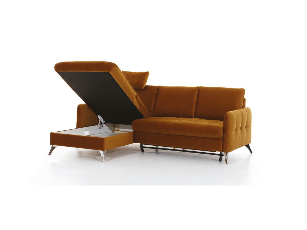 Wygodny Narożnik 255 cm LUKKA 6 z Otwartym Pojemnikiem na Pościel