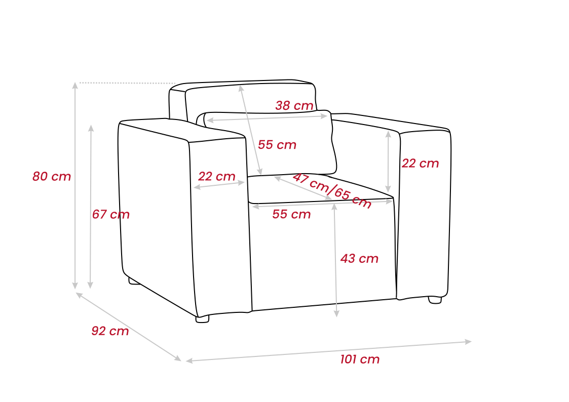 CASTEL Fotel wymiary.png