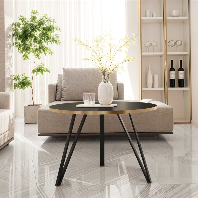 STOLIK OKRĄGŁY CZARNY ZE ZŁOTYM OBRZEŻEM ARANŻACJA.jpg