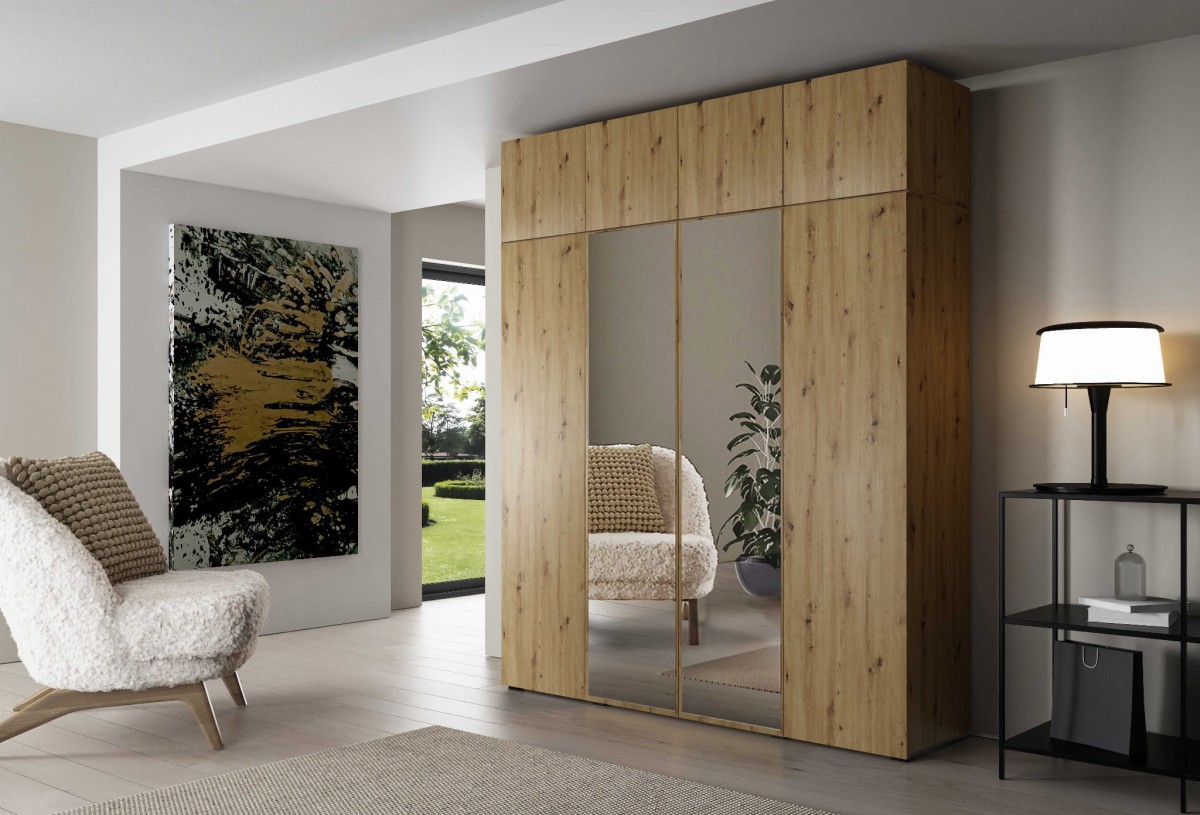 szafa 2m nadstawka front gładki artisan lustro aranżacja.jpg