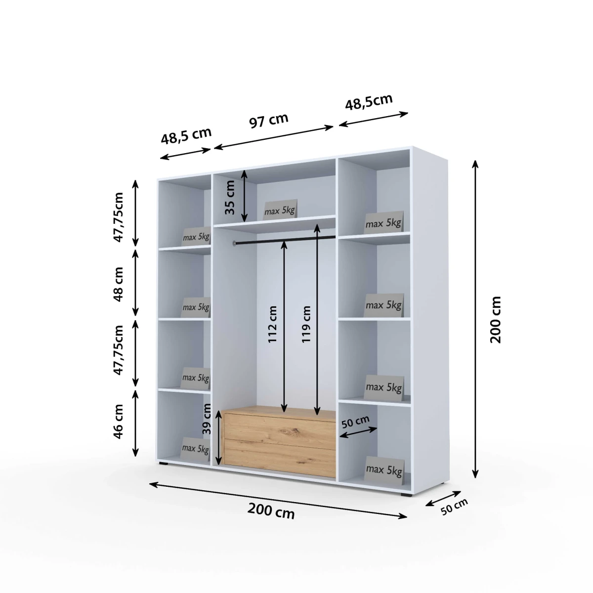 1.4.2 200 cm szafa + szafka szuflady wymiary .jpg