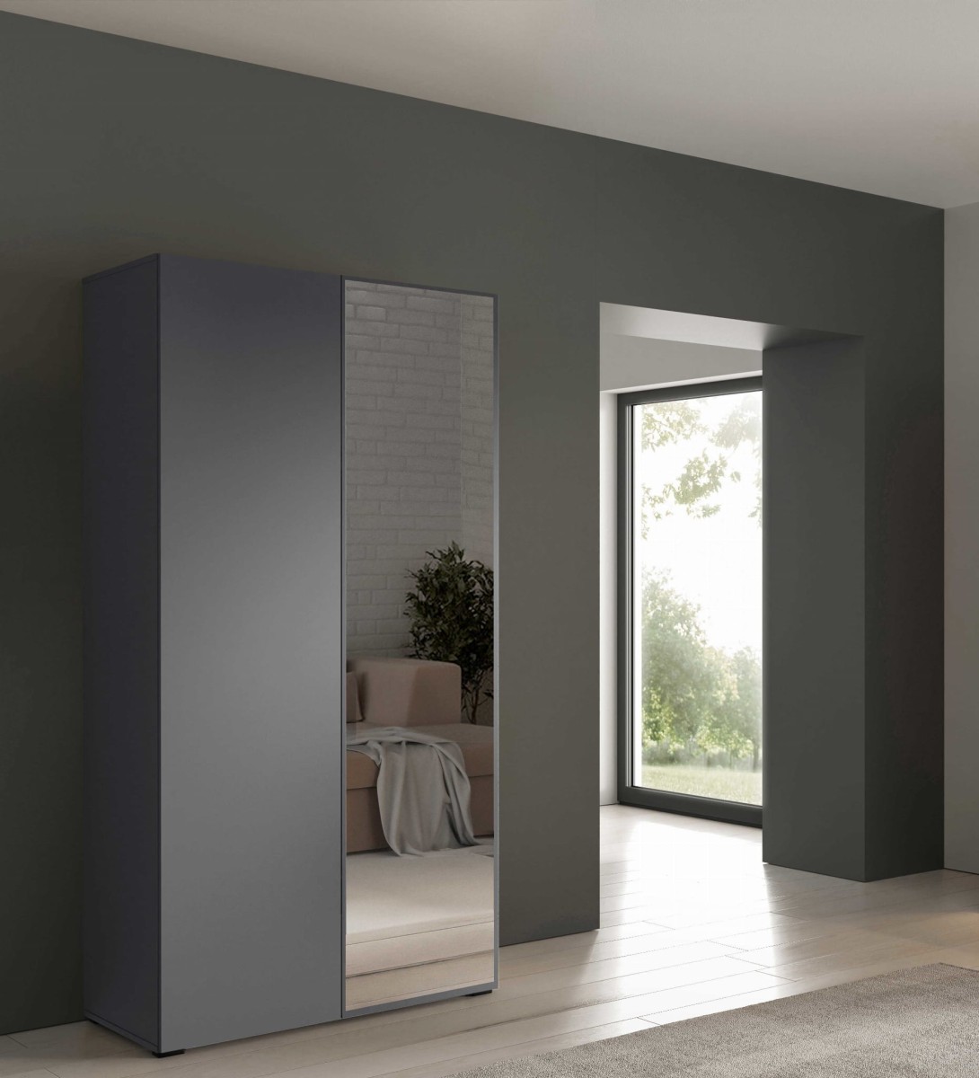 szafa 1m front gladki antracyt jedno lustro aranżacja — 100.jpg