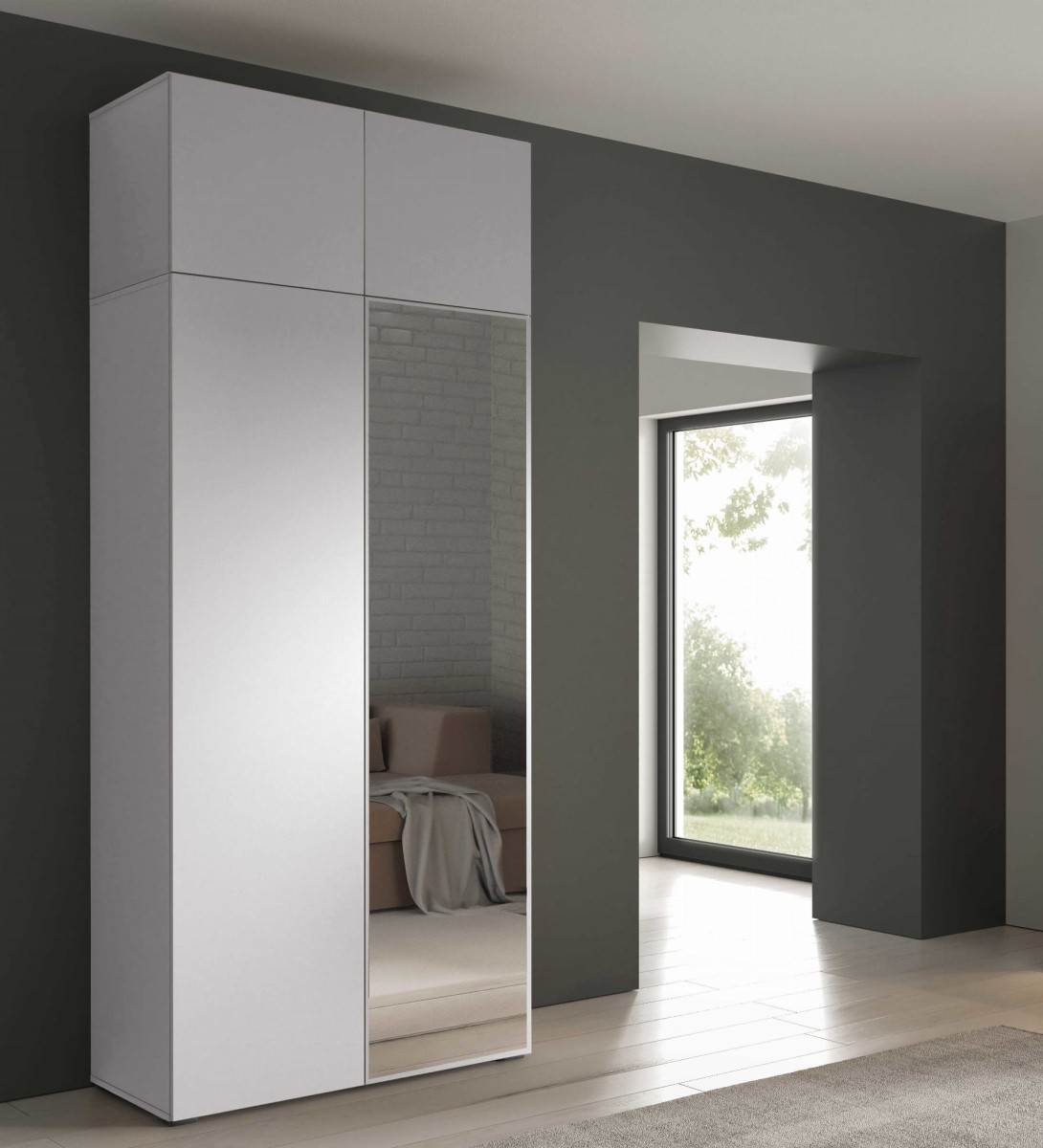 szafa 1m z nadstawka front biała jedno lustro aranżacja — 100.jpg