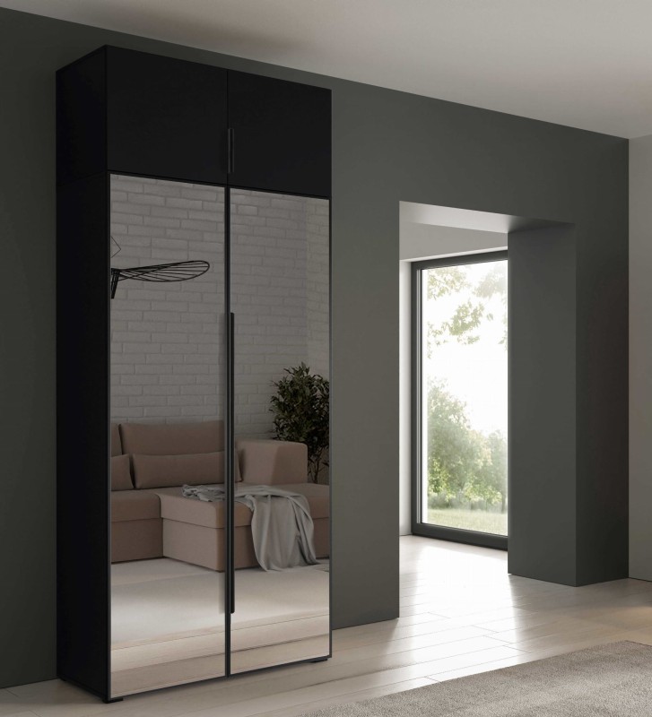 szafa 1m z nadstawką front gladki czarny dwa lustra uchwyt aranżacja — 100.jpg