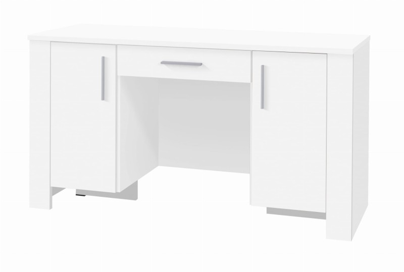 Biurko CEZAR szerokość 140 cm biały 17 Nowoczesna Do Sypialni Pojemna Półki Biała