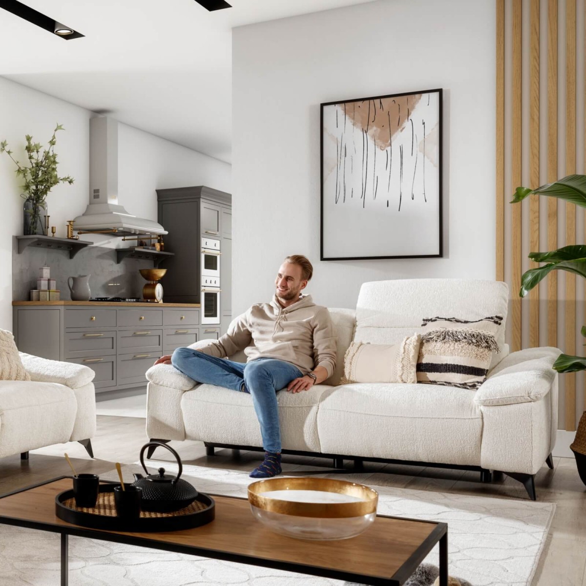 Modułowa Dwuosobowa Sofa GRAPPA w Aranżacji Salonu