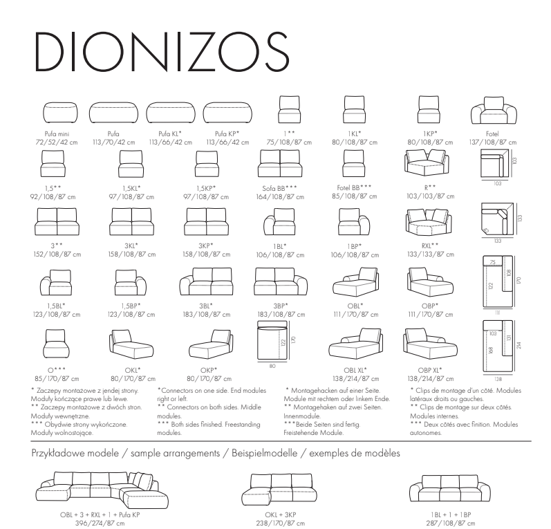 Wymiary Kolekcja DIONIZOS