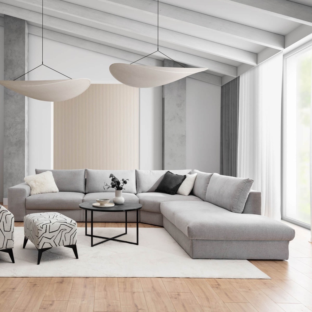 Narożnik HERMES L 346 cm Modułowy OL+RXL+1,5+1,5BP Nowoczesny do Salonu